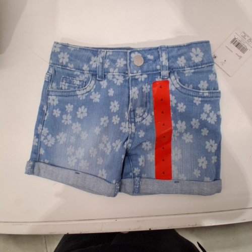GIRL'S GEORGE FLORAL DENIM SHORTS - 4 - LIGHT BLUE/WHITE FLORAL PRINT image 2