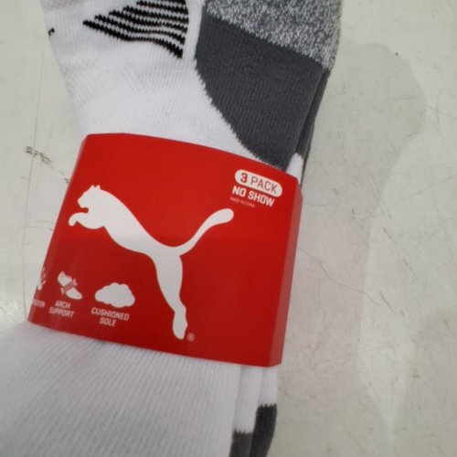 3PR MEN'S PUMA NO SHOW LOW CUT MOISTURE CONTROL SPORT SOCKS - SIZE 9-13 - WHITE/BLACK image 2