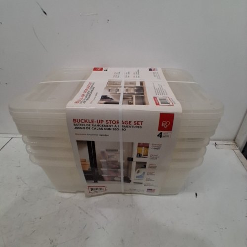 4PK IRIS STORAGE BINS WITH LOCKING LIDS - 12.9QT - CLEAR/BLACK (MODEL: 1410571) image 2
