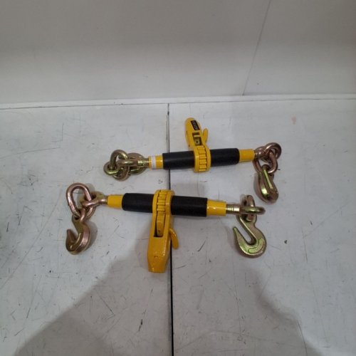 HEAVY DUTY RATCHET CHAIN BINDER WITH 3/8 IN - 1/2 IN CHAINS- YELLOW/BLACK image 2