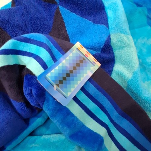 SAFDIE & CO SEA CHECKERS JACQUARD BEACH TOWEL - 40" X 70" - BLUE (MODEL: 9917618) image 3