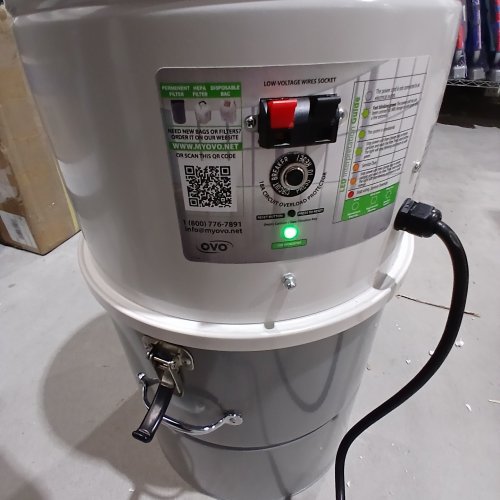 OVO SMART HYBRID CENTRAL VACUUM SYSTEM BOTTOM LOAD CANISTER, 3 SPEEDS, CONTROL WITH A SMART DEVICE OR ACTIVATE WITH VOICE COMMAND - 750W - 35L - WHITE & GREY (MODEL:OVO-750SM-35H) image 2