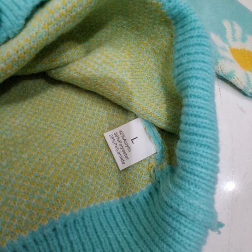 FALL DAISY FLORAL WOVEN CARDIGAN - LARGE - TURQUOISE image 3