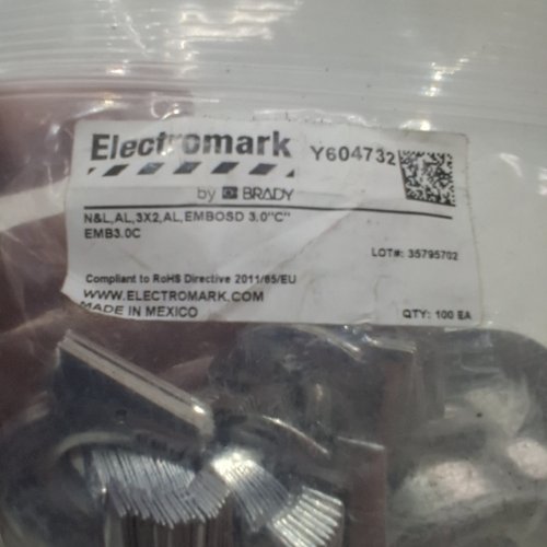 100 ELECTROMARK EMBOSSED ALUMINUM LETTER C - 3" X 2" - SILVER (ITEM: Y604732) image 2