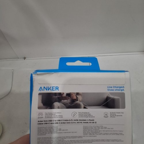 2PK ANKER BRAIDED FAST CHARGING USB-C TO USB-C CABLE - 6FT, 240W - WHITE (STYLE: ZOLO) image 3
