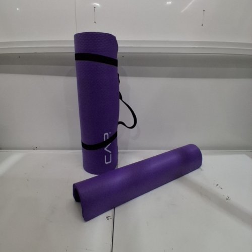 2PC CAP BARBELL 1/2" HIGH DENSITY EXERCISE YOGA MAT WITH KNEE PAD - 24" X 71" - PURPLE image 2