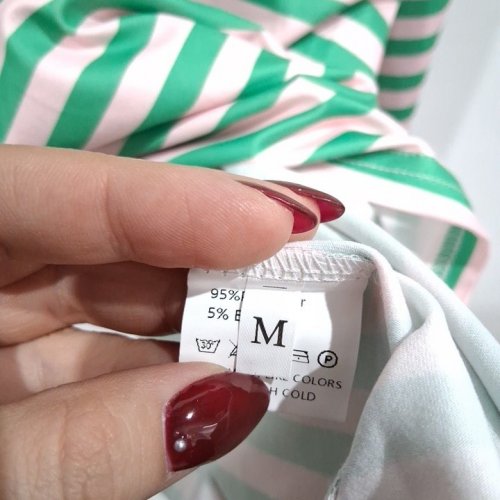 WOMEN'S STRIPED LONG-SLEEVE SHIRT - MEDIUM - GREEN/LIGHT PINK image 3