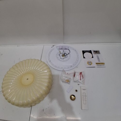 KCO ROUND RETRO RIBBED FLUSH MOUNT CEILING LIGHT - 15.7" - YELLOW image 2