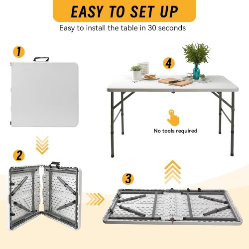 MULTI-FUNCTION HEAVY DUTY FOLDING TABLE - 24" X 48" - GREY/WHITE (MODEL: TB001WH-47) image 2