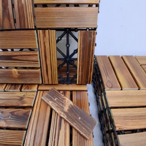 30PK EMARAXY INTERLOCKING OUTDOOR WOOD PATIO DECK FLOORING TILES - 12" X 12" EACH - ACACIA WOOD image 2