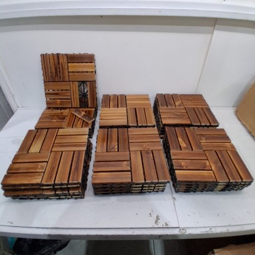 30PK EMARAXY INTERLOCKING OUTDOOR WOOD PATIO DECK FLOORING TILES - 12" X 12" EACH - ACACIA WOOD image 3