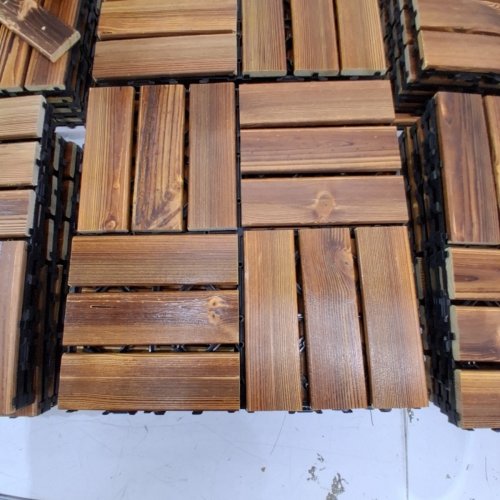 30PK EMARAXY INTERLOCKING OUTDOOR WOOD PATIO DECK FLOORING TILES - 12" X 12" EACH - ACACIA WOOD image 4