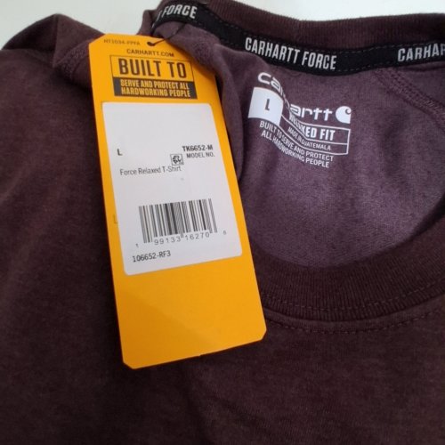 MEN'S CARHARTT FORCE RELAXED FIT MIDWEIGHT SHORT-SLEEVE POCKET T-SHIRT - LARGE - DEEP CHERRYWOOD HEATHER (STYLE: TK6652-M) image 2