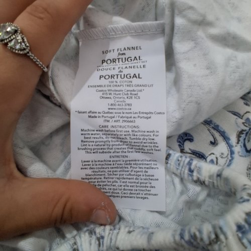 4PC SOFT FLANNEL FROM PORTUGAL 100% COTTON SHEET SET - KING - WHITE / BLUE (MODEL: 1526667) image 2