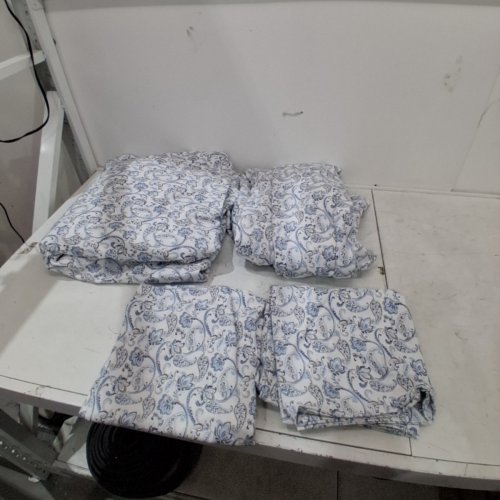 4PC SOFT FLANNEL FROM PORTUGAL 100% COTTON SHEET SET - KING - WHITE / BLUE (MODEL: 1526667) image 3