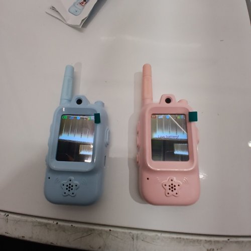2PK VONGEM RECHARGEABLE VIDEO WALKIE TALKIE - UP TO 1000FT - BLUE/PINK image 2