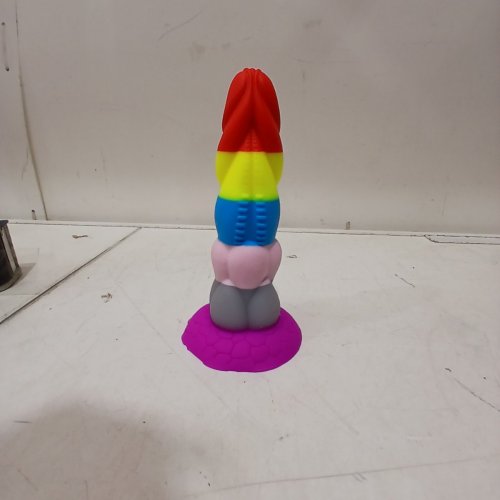 SUCTION BASE MONSTER DILDO - SILICONE, 8" - RAINBOW image 2