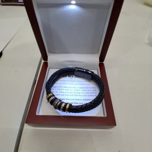 MENS ZCVFA SON'S INFINITY KNOT BRACELET, TO MY SON LOVE YOU FOREVER LEATHER BRACELET - BLACK image 2