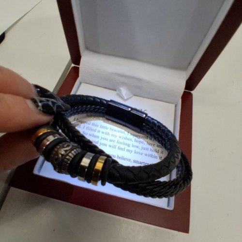MENS ZCVFA SON'S INFINITY KNOT BRACELET, TO MY SON LOVE YOU FOREVER LEATHER BRACELET - BLACK image 3