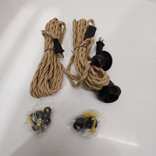2PK HANGING ROPE LIGHT FIXTURE - 15FT/BULBS NOT INCLUDED - BROWN image 2
