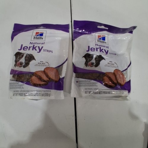 (2) HILL'S NATURAL WITH REAL BEEF JERKY STRIPS DOG TREATS - 200G EACH - BEEF image 3