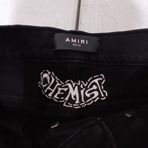 WOMEN'S AMIRI CHEMIST JEANS WITH LEATHER STARS - SIZE 29 - BLACK image 2