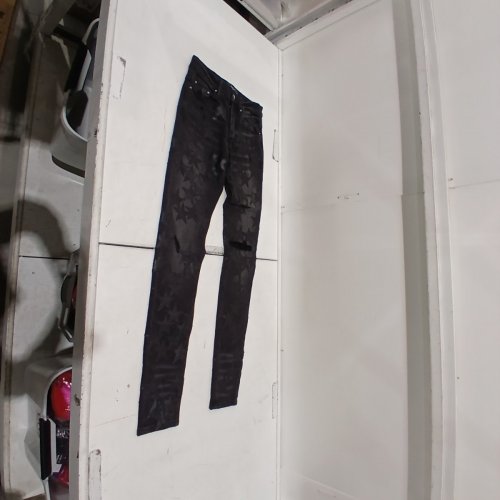 WOMEN'S AMIRI CHEMIST JEANS WITH LEATHER STARS - SIZE 29 - BLACK image 3