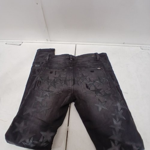 WOMEN'S AMIRI CHEMIST JEANS WITH LEATHER STARS - SIZE 29 - BLACK image 4