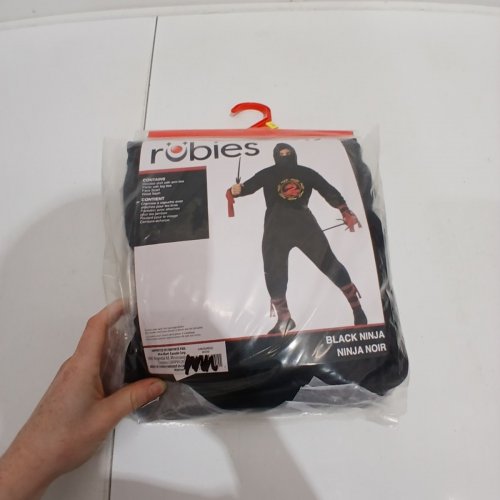 4PC MEN'S RUBIES BLACK NINJA WARRIOR COSTUME - LARGE - BLACK (STANDARD) image 3