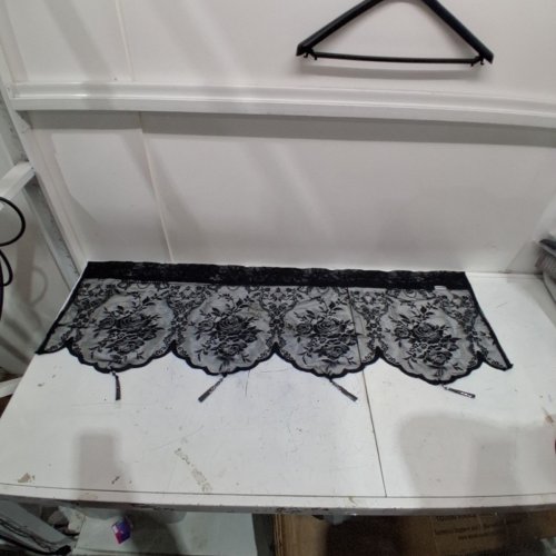 YULIER FLORAL LACE WINDOW CURTAIN VALANCE WITH ROD POCKET - BLACK AND GRAY image 2