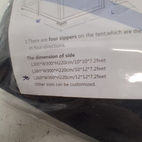GAZEBO TENT OUTDOOR INSECT NET WITH 2 ZIPPERS & TIES - 12FT X 12FT X 7.2FT - BLACK image 4