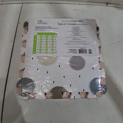9PC MAINSTAYS INTERLOCKING, ANTI FATIGUE RELIEF, SHOCK ABSORBING, FOAM MAT TILES- 12"X12" EACH - NEUTRAL POKE-A-DOTS image 3