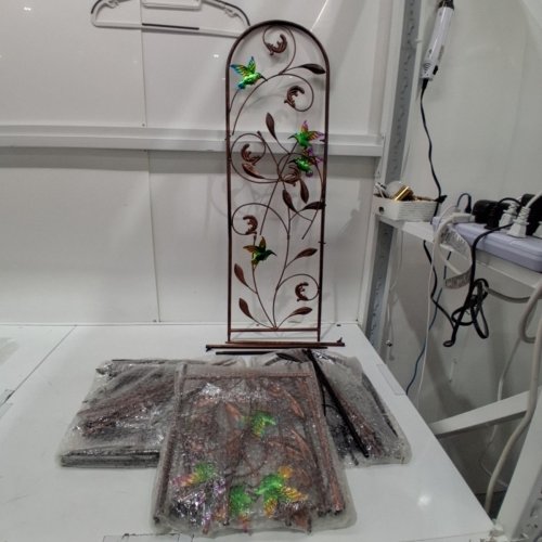 4PK METAL HUMMINGBIRD GARDEN TRELLIS - 60" H X 11" W - BROWN image 3