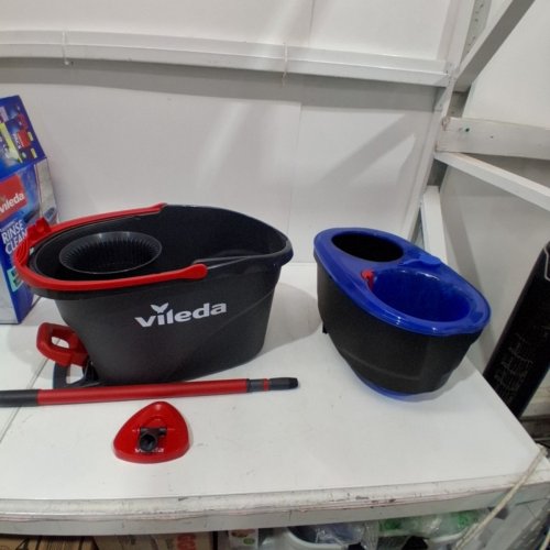 VILEDA EASYWRING RINSECLEAN SPIN MOP & BUCKET SYSTEM - GREY/BLUE image 2