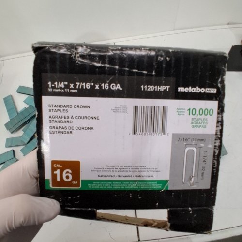 ~10,000PK METABO HPT ELECTRO GALVANIZED STAPLES -16 GAUGE - 7/16" X 1-1/4" - (MODEL: 11201HPT) image 3