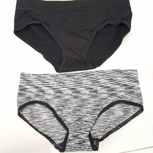 2PK GIRLS' HIPSTER BRIEFS - SMALL - BLACK AND GREY image 2