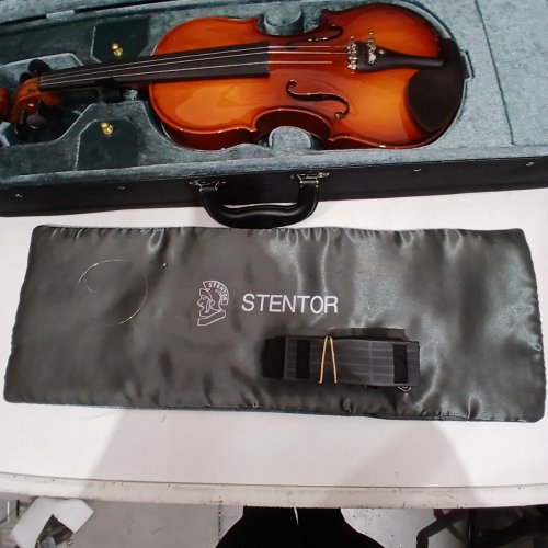STENTOR VIOLIN WITH BOW AND CASE WITH HUMIDITY SENSOR - 4/4- REDDISH BROWN image 3