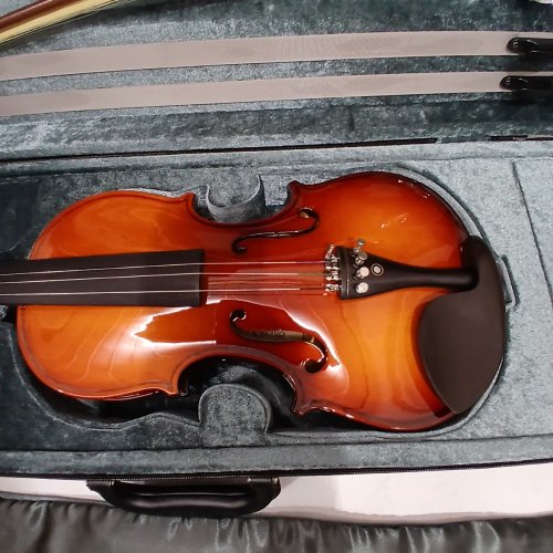 STENTOR VIOLIN WITH BOW AND CASE WITH HUMIDITY SENSOR - 4/4- REDDISH BROWN image 5
