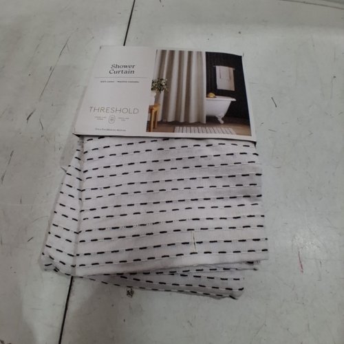 THRESHOLD MACRAMÉ FRINGE SHOWER CURTAIN - 72" X 72" - BLACK / WHITE image 2