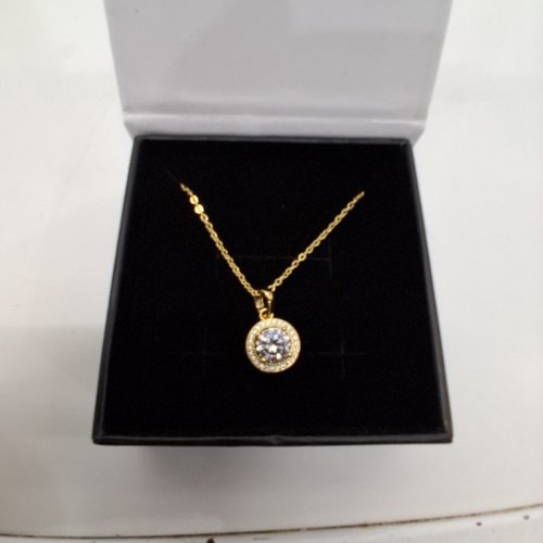 WOMENS CATE & CHLOE HALO PENDANT BLAKE NECKLACE - GOLD TONE (MODEL: CCGM10014NK-YG) image 3