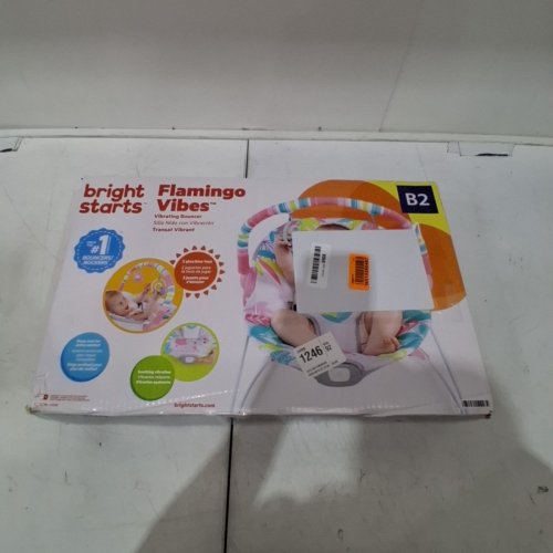 BRIGHT STARTS 3 POINT HARNESS VIBRATING BOUNCER WITH TOY BAR - FLAMINGO VIBES (MODEL:12228) image 2