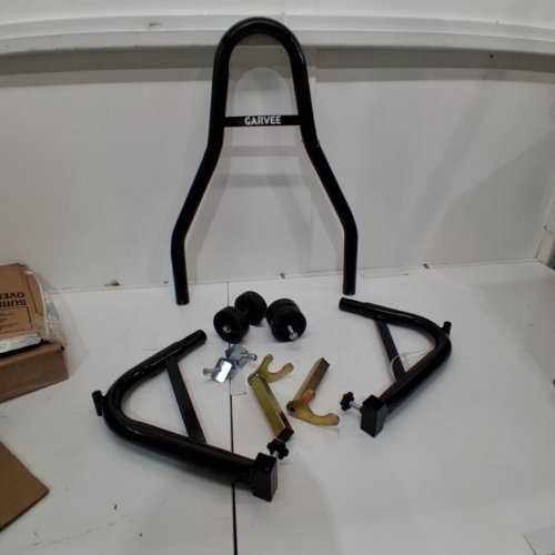 GARVEE FRONT AND REAR WHEEL LIFT ADJUSTABLE MOTORCYCLE STAND - 450 LBS MAX - BLAXK - (MODEL: PAE_33F30T87) image 2