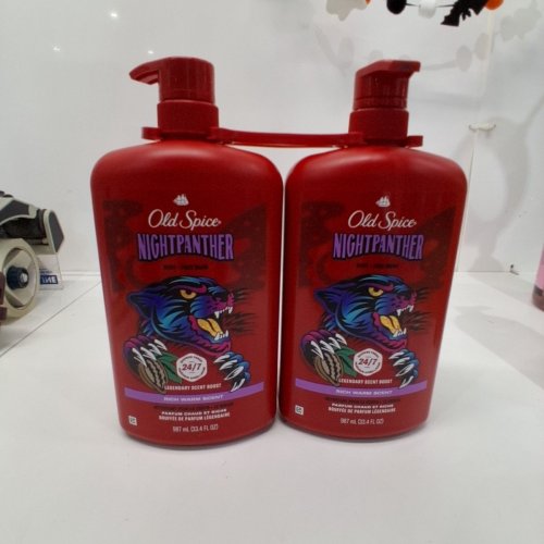 2PK MENS OLD SPICE NIGHT PANTHER BODY AND FACE WASH - 987 ML EACH image 3