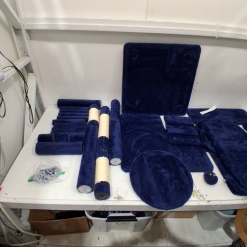 INDOOR MULTIPLE LEVEL CAT TOWER WITH 2 CONDOS - 54" - NAVY BLUE image 9