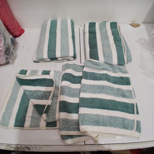 6PC EDHITNR SOFT ABSORBENT QUICK DRY BATH TOWELS, 2 CLOTHS, 2 HAND TOWELS, 2 BATH TOWELS - TEAL, LIGHT BLUE AND WHITE image 2