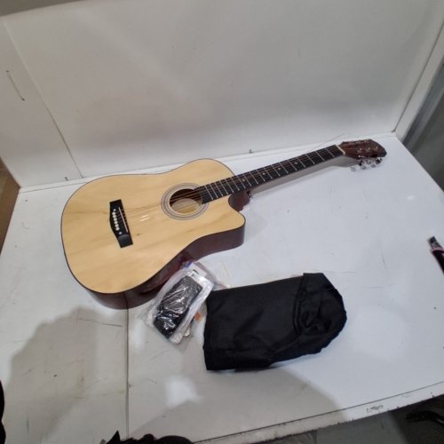 ROSEFINCH ACOUSTIC CUTAWAY BASSWOOD FOLK 3/4 GUITAR SET - RIGHT HANDED - 38" - NATURAL (MODEL: AGT16-N) image 2