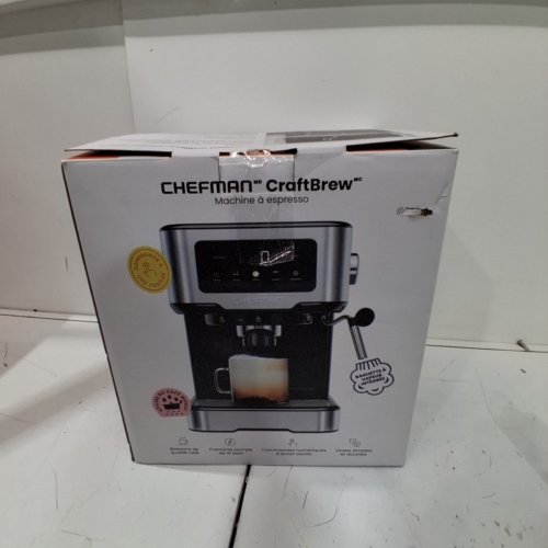 CHEFMAN CRAFTBREW 15-BAR PUMP DIGITAL ESPRESSO MAKER WITH STEAM WAND FOR LATTE & CAPPUCCINO - 1.5L - BLACK / SILVER (MODEL: RJ54-SS-15-D-AM) image 2