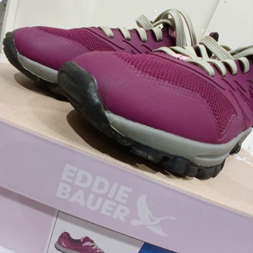 YOUTH EDDIE BAUER HIKING SHOES - SIZE 1 - PINK/PURLPE (STYLE: 1967894) image 3