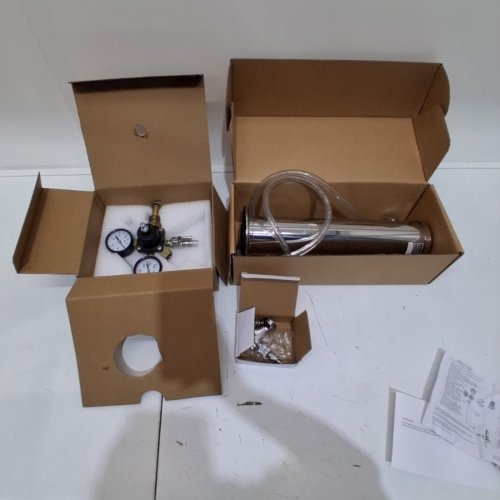 DUAL TAPS BEER KEGERATOR/CONVERSION KIT - REGULATOR & D-SYSTEM KEG COUPLER - 17" - STAINLESS (MODEL: 2TJZQBFPQGZ-D-US) image 2