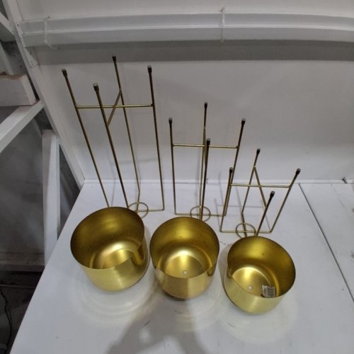 3PC THE CRAFT TOUCH METAL IRON PLANTERS WITH STANDS - GOLD (ITEM: TCT-MP-GD-1000) image 4